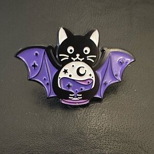 Witchy Bat Cat Pin